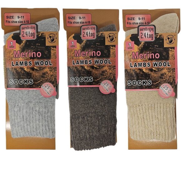 3-Pairs Womens Lamb Wool Socks, Warm Winter Hiking Merino Lamb Wool Socks NWT - Picture 1 of 4